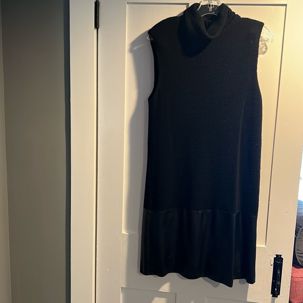 Bailey 44 sleeveless mock dress with faux leather skirt